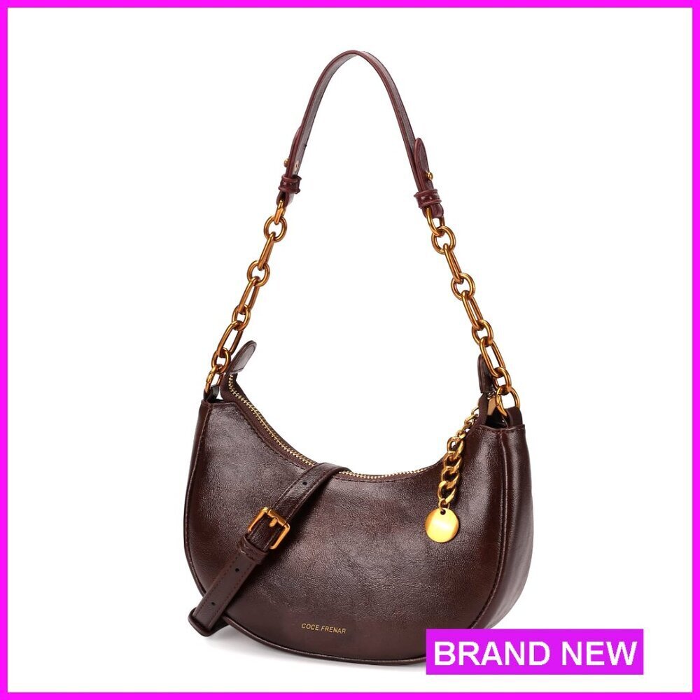 PU Leather Crossbody Bag with Gold Chain, Adjustable Strap for Everyday Wear